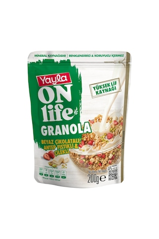 Yayla Onlife Beyaz Çikolatalı Antep Fıstıklı Ve Çilekli Granola 200 G X3