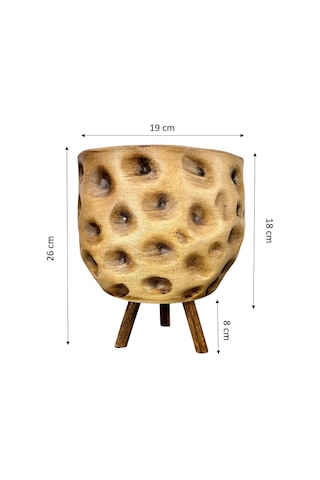 Bitki Tasarımı Ev Dekorasyon Aksesuar Naturel Desenli Toprak Saksı Saksılık Salon Çiçeklik 3 Ayaklı 19 Cm