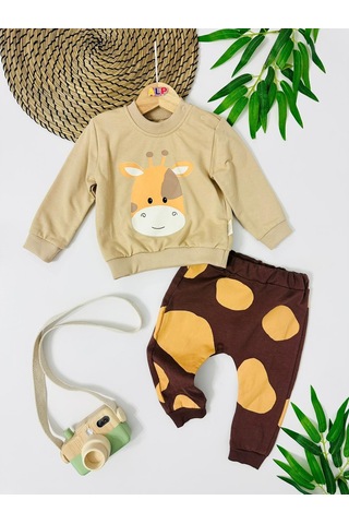 The Lucky Omuzdan Çıtçıtlı Mevsimlik 2 Parça Takım Kahverengi