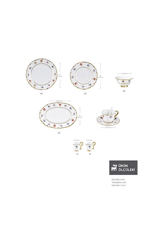 Karaca Royal Bone Diana 32 Parça 6 Kişilik Kahvaltı Takımı Gold Beyaz