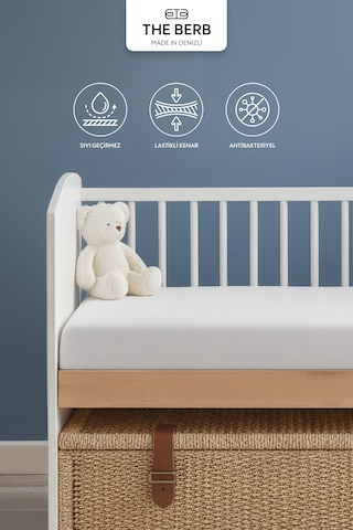 %100 Pamuklu Sıvı Geçirmez Bebek & Çocuk Alezi Full Kenar Yatak Koruyucu Beşik Ve Kreş Alezi Beyaz