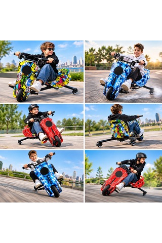 İnwelt Drift Car Bluetooth Hoparlörlü Graffiti Desenli Drift Scoote