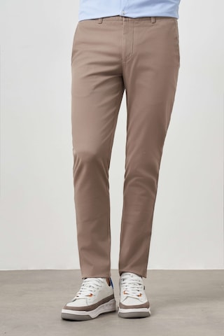 Morven Erkek Bej Yazlık Pamuk Yan Cep Slim Fit Chino Pantolon Bej