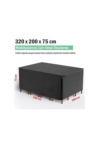 Bahçe Mobilya Koruma Örtüsü Branda 320x200x75 Cm Su Geçirmez