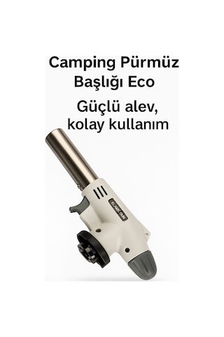 Merttools Camping Pürmüz Başlığı Eco Güçlü Alev, Kolay Kullanım Beyaz
