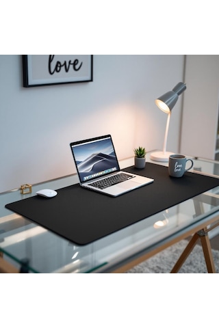 Mouse Pad Siyah Masa Matı 140x60cm Suni Deri Desk Mat Ev Dekor