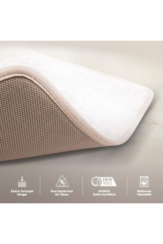 Çınar Yaprağı 2li Banyo Paspas Takımı Füme, 60x100 Çok Renkli