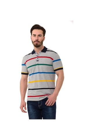 Cipo & Baxx Çizgili Polo Yaka Erkek Basic Tişört Ct749 Gre