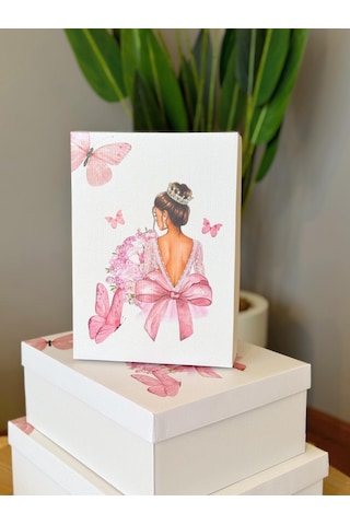 Gelin Kelebek Model Çeyiz Kutusu-3 Lü -gelin Kutusu-gelin Bohça Kutusu-gelin Hediye Kutusu