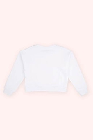 Panço Baskı Detaylı Beyaz Kız Çocuk Sweatshirt 2511gk08009 BEYAZ
