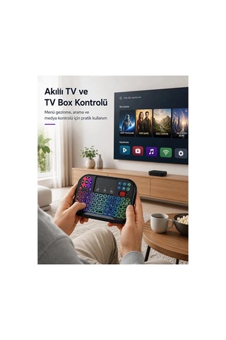 Rgb Işıklı Mini Kablosuz Klavye Touchpad Combo, Bluetooth Ve 2.4g Smart Tv Kumandası Aklby-bsva58