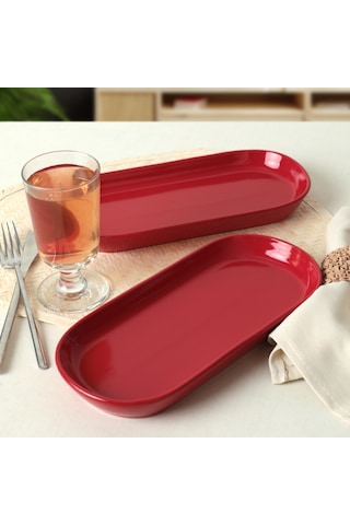 Keramika Kırmızı Noyan Kayık Tabak 2 Adet 26 Cm 506