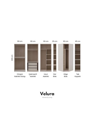 Flora 6 Kapaklı Dolap & Gardırop Beyaz