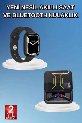 Bluetooth Bağlantılı Kablosuz Kulaklık Ve Yeni Nesil Akıllı Saat 5.0 Bluetooth