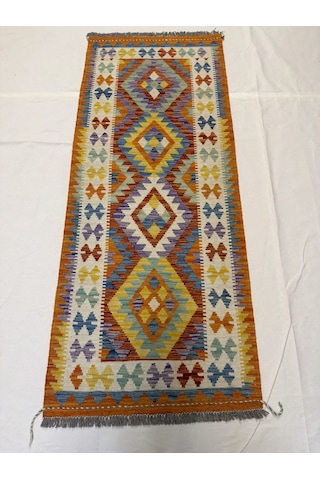El Dokuma Afgan Yolluk Kilim Çok Renkli