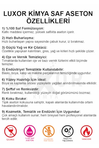 Luxor Kimya Saf Aseton Oje Temizleyici 5 L