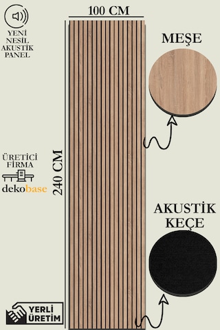 100x270 Cm Meşe Renk Akustik Ahşap Duvar Paneli