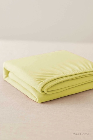 Çift Kişilik Düz Penye %100 Pamuklu Lastikli Çarşaf 160x200 Newsheet Sarı Çok Renkli