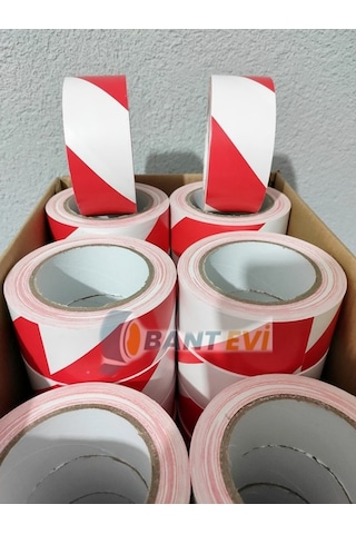 Yer Işaretleme Bandı Kırmızı Beyaz 50Mm X 30Metre