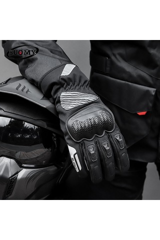 Yunboo Kışlık Su Geçirmez Isı Sağlayıcı Dokunmatik Ekranlı Uzun Tip Motosiklet Bisiklet Kaynaklı Kaza Koruma Eldiveni Siyah L