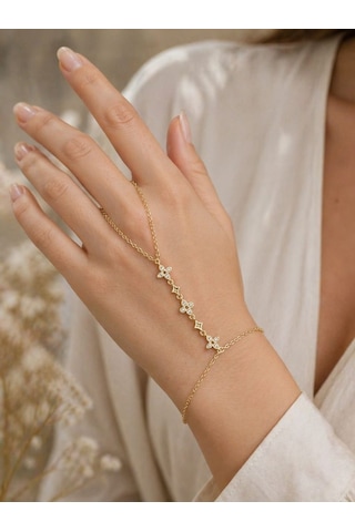 Cm Jewelry Zirkon Taşlı Çelik Şahmeran Bileklik Gold Kadın Şahmeran Altın