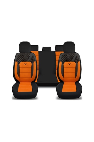 Minderland K1 - Fiat Fiorino İle Uyumlu Koltuk Kılıfı, Tam Takım/turuncu-siyah