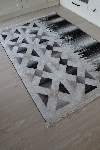 Gri Kilim Dekoratif Salon Halısı Makinada Yıkanabilir Mutfak Halı