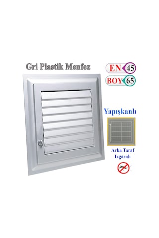 Lexroo Menfez Banyo Wc Tuvalet Havalandırma Plastik Panjur Gri 45x65 Cm