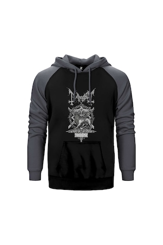Mayhem A Season İn Blasphemy Gri Renk Reglan Kol Kapşonlu Sweatshirt Gri