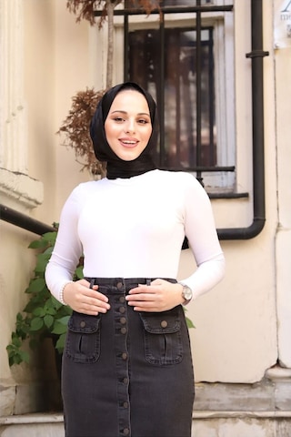 Boydan Düğmeli Körük Cepli Tesettür Etek - 001