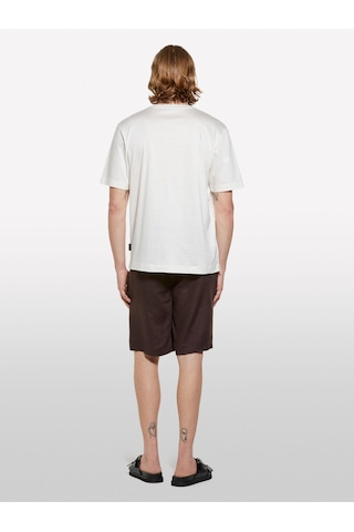 Sisley Liyosel Karışımlı Yırtmaçlı Regular Fit T-shirt Erkek Krem T-shirt - 325p361vs104k Ekru