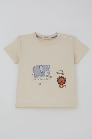 Breeze Erkek Bebek Şortlu Takım Sevimli Hayvancık Arkadaşlar 9 Ay-3 Yaş, Krem