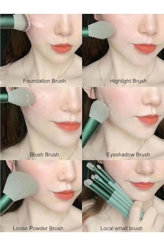 Moveevo 13 Adet Makyaj Fırçası Seti Saklama Çantası Ile Fondöten Gevşek Pudra Allık Kapatıcı Göz Farı Kaş Kozmetik Fırçaları