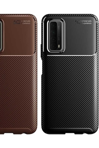 Huawei P Smart 2021 Kilif Karbon Silikon Case 394930330