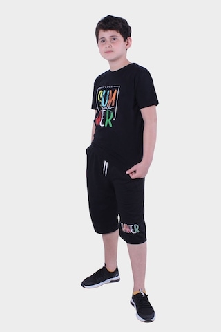 Fyk Kids Erkek Çocuk Alt-üst Kapri-tişört Takım Siyah