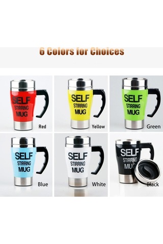 Dancemonkey Otomatik Karıştırmalı 350ml Çelik Termos - Kahve, Çay İçin Siyah Siyah