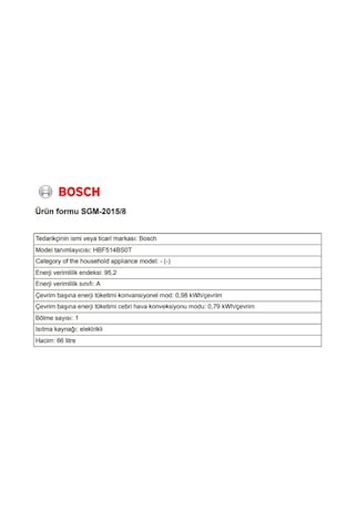 Bosch HBF514BS0T 66 LT Ankastre Fırın