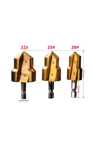 3'lü Boru Genişletme Matkap Uç Seti 15-31 Mm Raybalama & Havşa Uç Metal Delme
