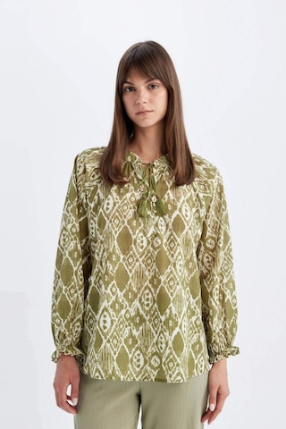 DeFacto Relax Fit Desenli Vual Uzun Kollu Tesettür Bluz Tunik C9738AX24SMGN1156
