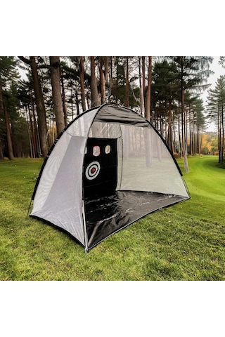 Golf Vuruş Antrenman Çadırı Hedef Ağı Golf Sopası Ve 3 Top Hediyeli Siyah