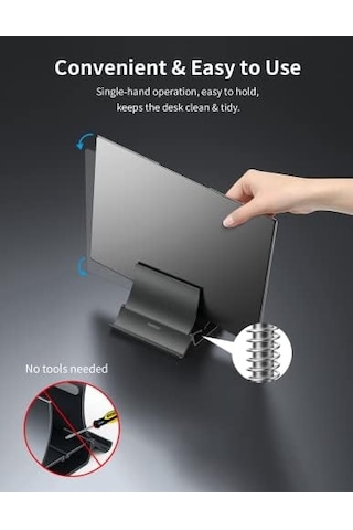 Momax Dikey Dizüstü Bilgisayar Standı Tutucu, Arch Gravity Otomatik Kilitleme Tutucu Depolama Yuvası, Masa Düzenleyici İçin Yer Tasarrufu, Tüm Macbook/ipad/dell/chromebook'a Uyar, Çift Dizüstü