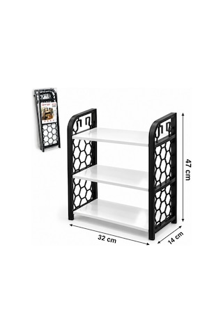 3 Katlı Ahşap Raflı Organizer Beyaz - Çok Renkli