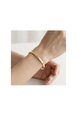 316l Paslanmaz Çelik Vida Detaylı İnce Kelepçe Bileklik - Gold Stainless Steel Altın
