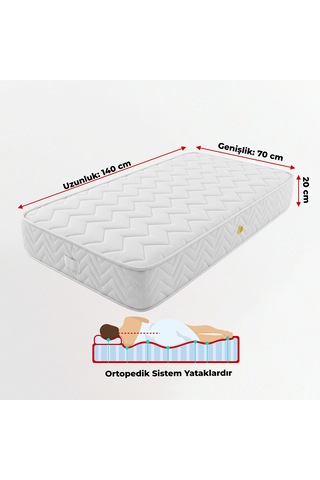 Ratemo Lüx Ortopedik Bebek Yatağı 70x140x20 CM Ekstra Kalın 20 CM Konfor Pedli 70 x 140 CM