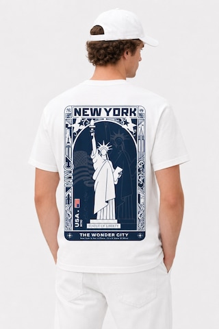 Bayloranzzo New York %100 Pamuk Heavy Cotton Premium Kalite Unisex Tişört Beyaz