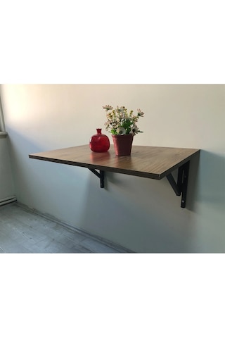 Duvara Monte Katlanır Sehpa Çay Seti Sehpa Balkon Ve Teras Sehpası 50x70cm Çok Renkli