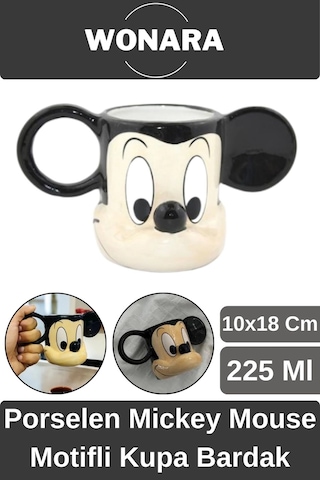Özel Tasarım Sevgili Arkadaş Şık Ve Dekoratif Hediyelik Porselen Mickey Mouse Motifli Kupa Bardak Diğer