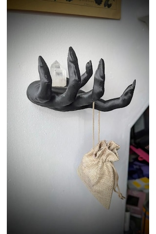 El Figürlü Kulaklık / Havlu Çok Amaçlı Figürlü Plastik Duvar Askısı Siyah