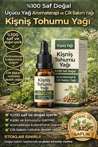 Kişniş Tohumu Yağı %100 Saf Doğal Uçucu Yağ Aromaterapi Ve Cilt Bakım Yağı