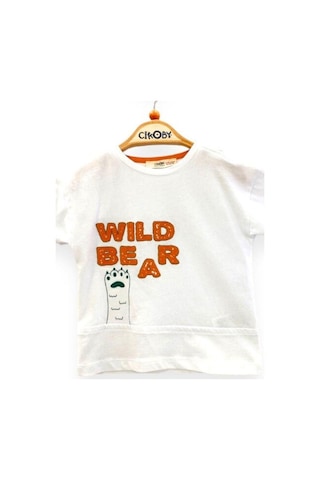 Çikoby Erkek Bebek Pamuklu Kısa Kollu Tshirt-13806-beyaz Beyaz